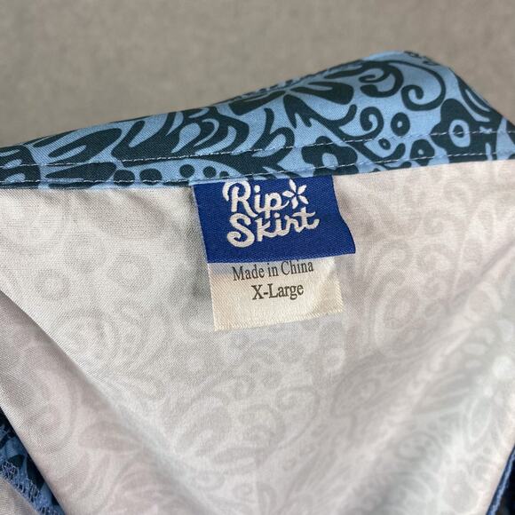 RipSkirt Hawaii Womens XL Blue Floral Wrap Skirt Side Pockets - Picture 7 of 8